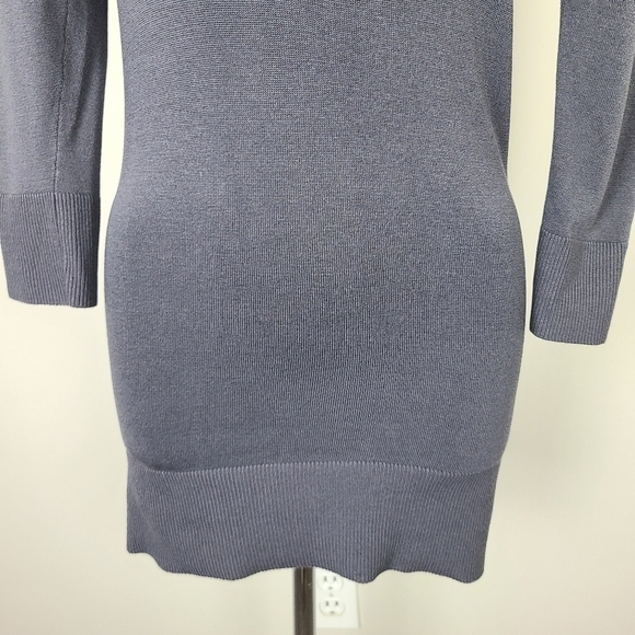 Smart Set Gray 3/4 Sleeve Deep Scoop Neck Fine Knit Long Sweater Medium - Picture 3 of 16